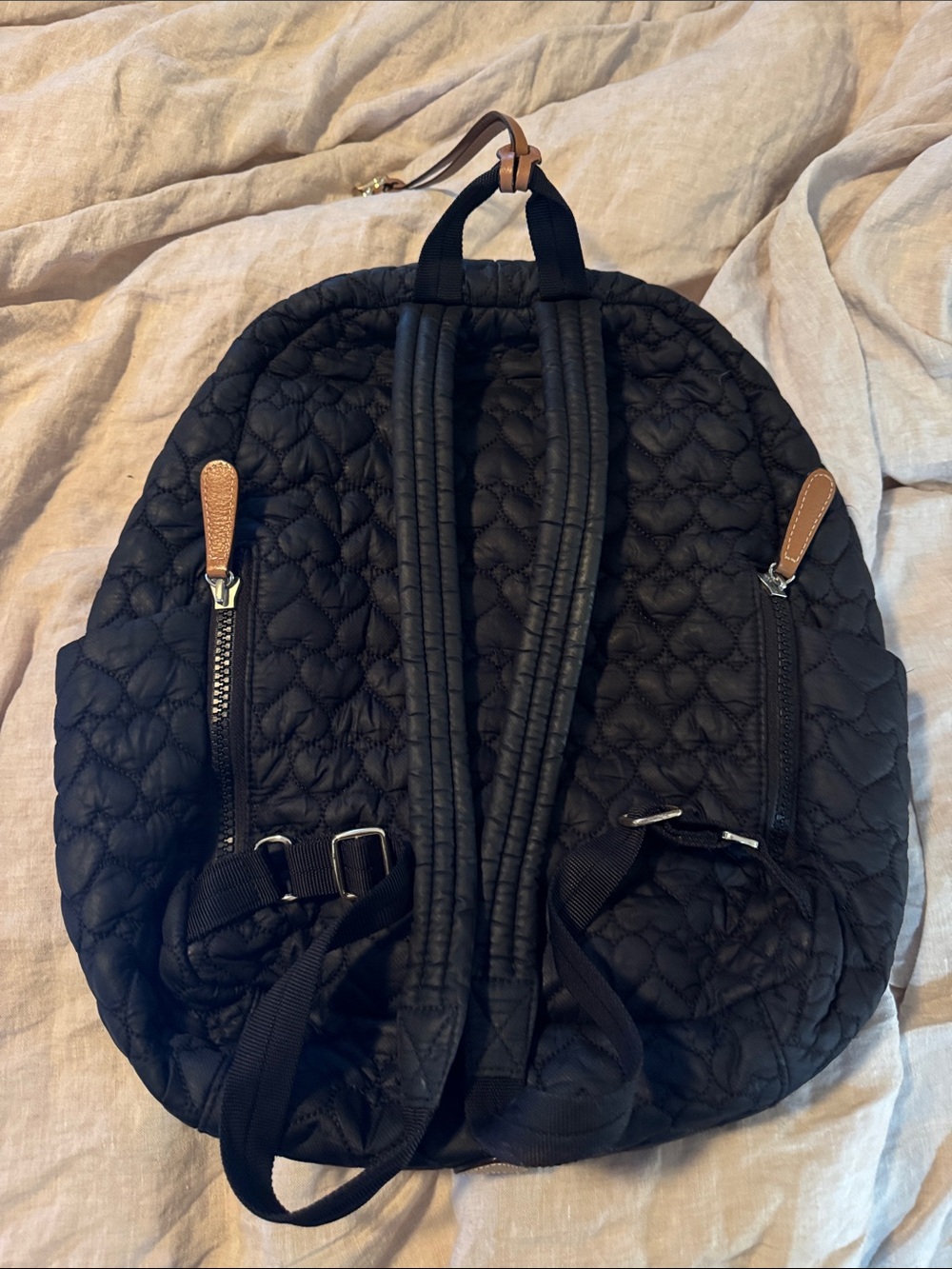 Kingston “Heart to Heart” Quilted Black Backpack with Heart-Stitch Detail - Picture 2 of 7